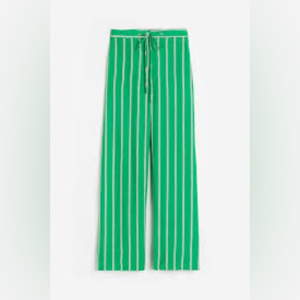 H&M Green Striped Wide Leg Pants